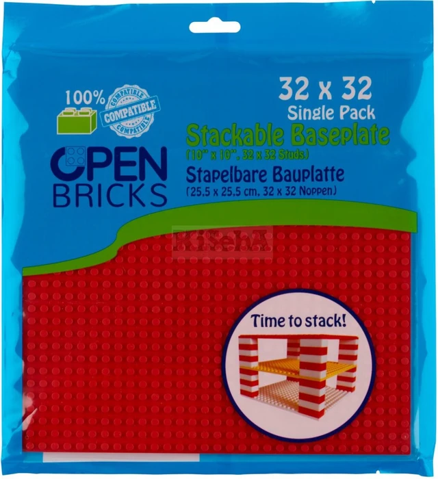 Open Bricks Stapelbare Bauplatte 32x32 Single Pack rot
