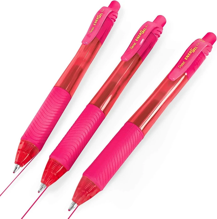 Pentel EnerGel X BL107 0.7mm/0.35mm Gelroller rosa/transparent, 3er-Pack