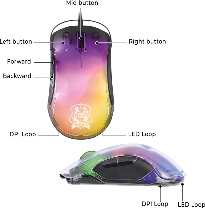 Freaks and Geeks Harry Potter Backlit Gaming Maus schwarz/transluzent, USB
