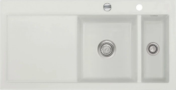 systemceram Mera 100 F Einbau Becken rechts mit Ablauffernbedienung alu
