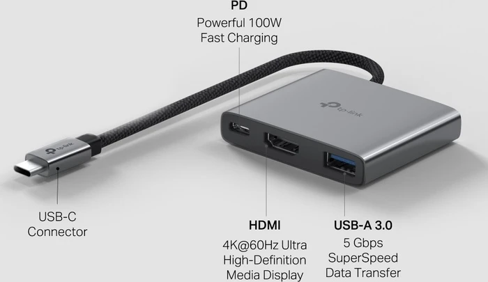 TP-Link 3-in-1 USB-C Hub, USB-C 3.0 [Stecker]