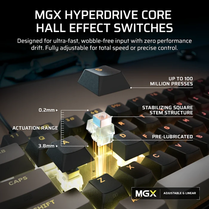 Corsair Clipper Pro Mini 60 Hall Effect, schwarz, Corsair MGX Hyperdrive, USB, US