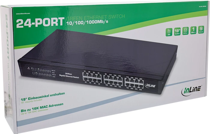 InLine Rackmount Gigabit Switch, 24x RJ-45