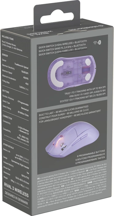 SteelSeries Rival 3 Wireless Gen 2, violett, USB/Bluetooth