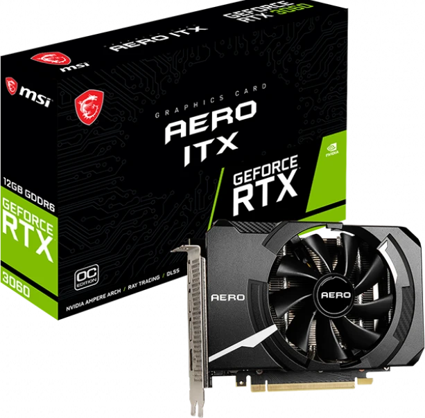 MSI GeForce RTX 3060 Aero ITX 12G OC, 12GB GDDR6, HDMI, 3x DP