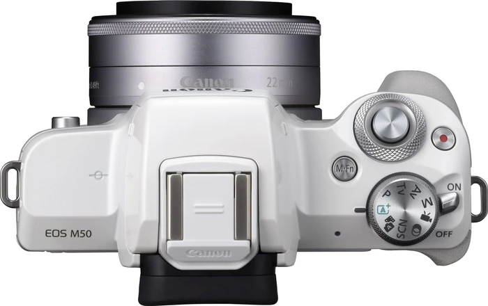 Canon EOS M50 weiß mit Objektiv EF-M 15-45mm 3.5-6.3 IS STM und EF-M 22mm 2.0 STM