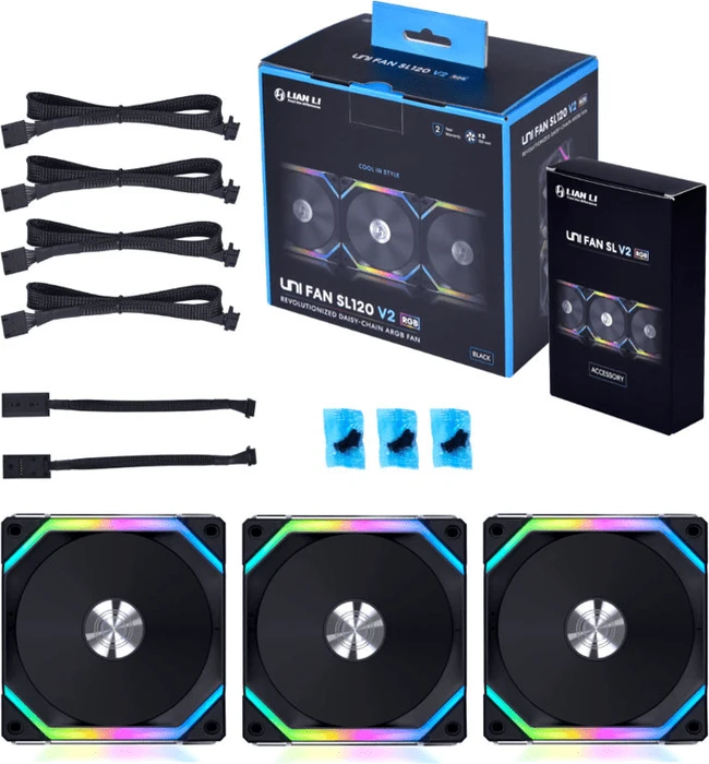Lian Li Uni Fan SL120V2 RGB, schwarz, LED-Steuerung, 120mm, 3er-Pack