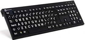 LogicKeyboard Nero Slim Line LargePrint PC, White on Black, USB, FR (LKB-LPWB-BJPU-FR)