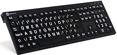 LogicKeyboard Nero Slim Line LargePrint PC, White on Black, USB, FR