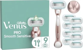 Gillette Venus Pro Smooth Sensitive Rasierer + 9 Wechselklingen Duschhalterung