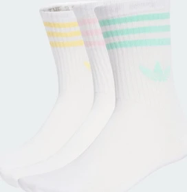 adidas 3-Streifen Crew Socken white/clear pink/clear mint/almost yellow, 3 Paare