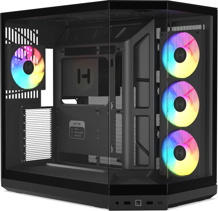 Hyte Y50 Pitch Black, schwarz, Glasfenster