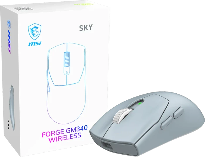 MSI Forge GM340 Wireless Gaming Mouse Sky, USB/Bluetooth