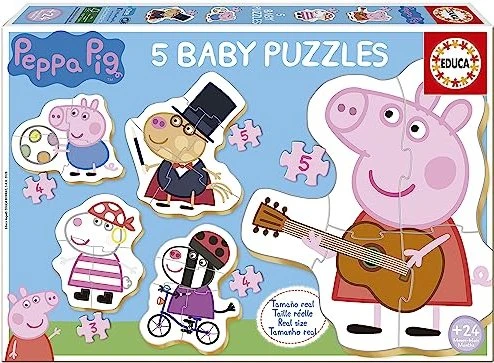 Educa Baby Peppa Pig – Puzzle évolutif 3 à 5 Pièces Pour Tout-petits De 2 à 5 Ans