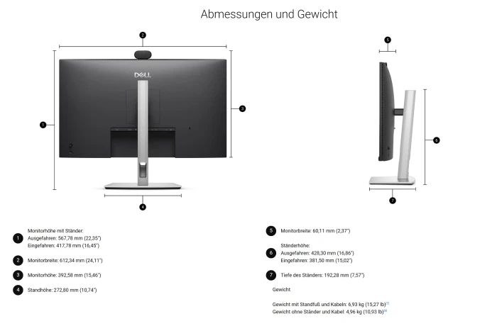Dell Pro P 27 USB-C Hub Webcam Monitor P2726DEV, 27"
