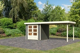 Karibu Askola 2 Gartenhaus inkl. Anbau 2.8m terragrau