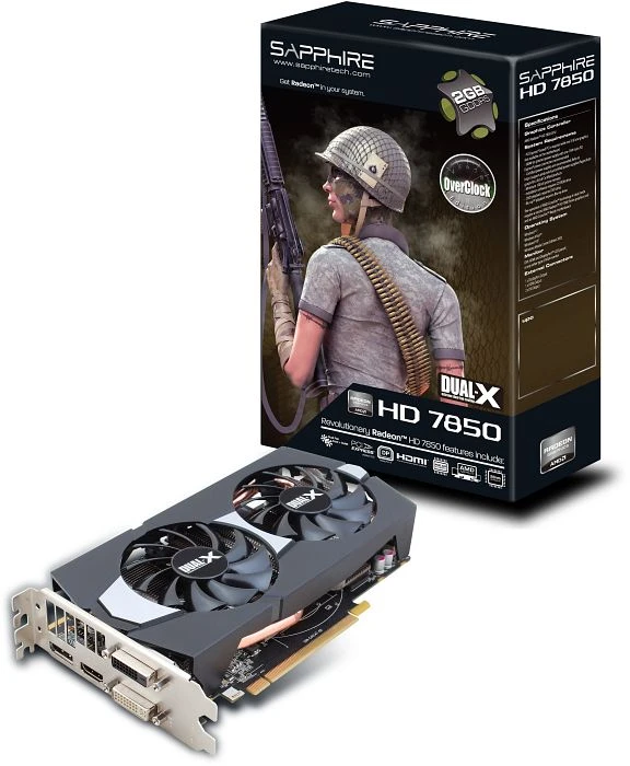 Sapphire Radeon HD 7850 Dual-X OC, 2GB GDDR5, 2x DVI, HDMI, DP, lite retail