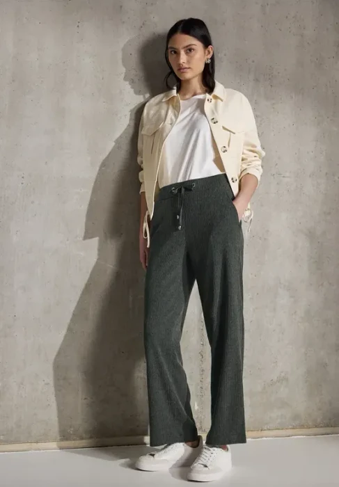 Street One Straight Leg Struktur Hose desert pine green (Damen)