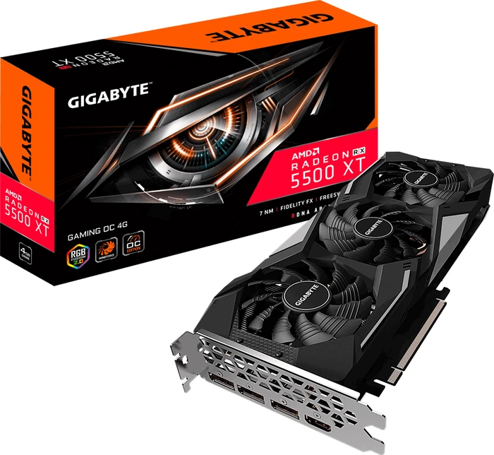 GIGABYTE Radeon RX 5500 XT Gaming OC 4G, 4GB GDDR6, HDMI, 3x DP