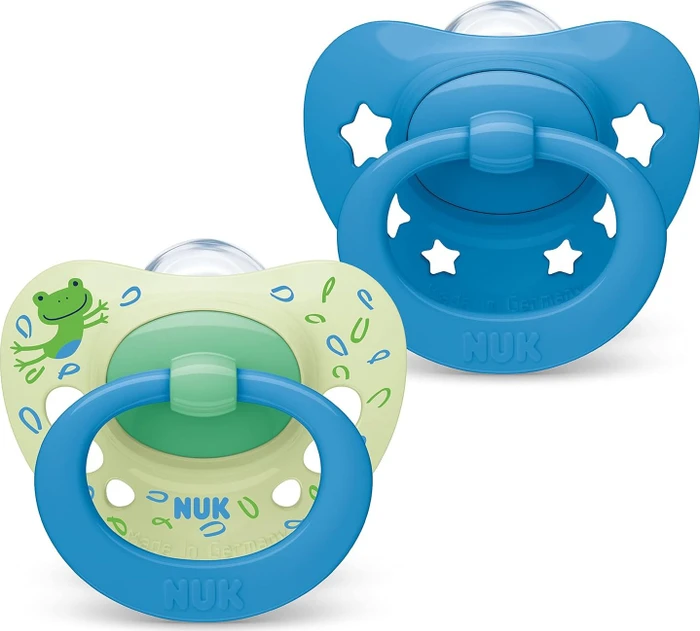 NUK Signature Schnuller, 18-36M, Silikon, grün/blau, 2 Stück