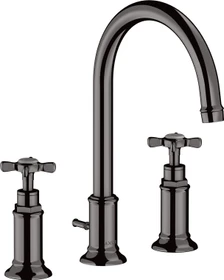 Hansgrohe Axor Montreux 3-Loch Waschbeckenarmatur 180 mit Kreuzgriffen und Ablauffernbedienung polished black chrome