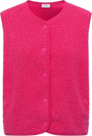 CECIL Teddy Rundhals Weste beetroot pink (Damen)