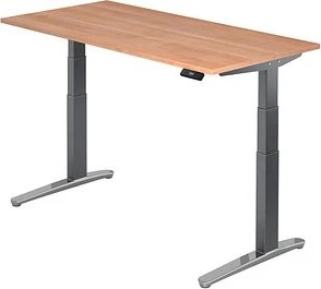 Hammerbacher Ergonomic Aktiv XBHM16 elektrisch höhenverstellbarer Sitz-Steh-Schreibtisch 160x80cm Nussbaum/graphit