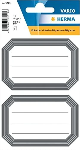 Herma Buchetiketten neutral grauer Rand, 78x53mm, mehrfarbig, 6 Blatt (12 Etiketten)