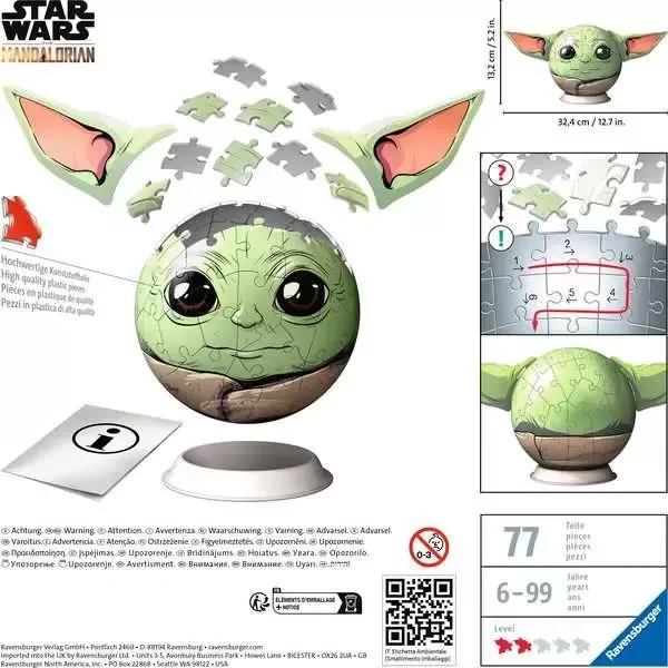 Ravensburger Puzzle 3D Puzzle-Ball Mandalorian Grogu mit Ohren