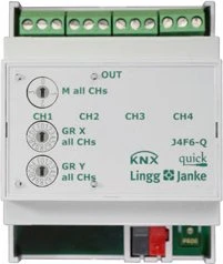 Lingg & Janke KNX Jalousie-/Rollladenaktor 4-fach, 6A, 4TE REG, Schaltaktor