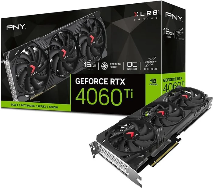 PNY GeForce RTX 4060 Ti XLR8 Gaming Verto Overclocked Triple Fan, 16GB GDDR6, HDMI, 3x DP