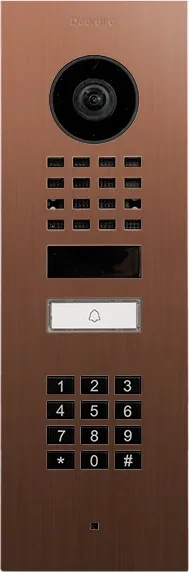 DoorBird D1101KV IP Video Türstation mit 1 Ruftaste, Keypad Modul, Edelstahl, Bronze-Optik, gebürstet, Unterputz