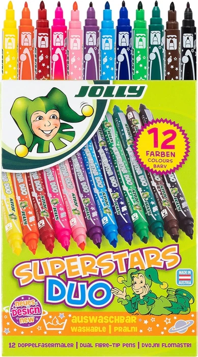 Jolly Superstars Duo Doppelfasermaler sortiert, 12er-Set, Etui