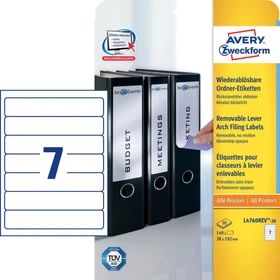 Avery-Zweckform Ordneretiketten, 38x192mm, ablösbar, weiß, 30 Blatt (210 Etiketten)