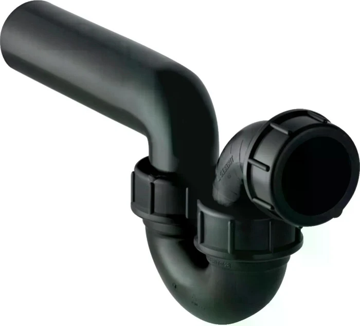 Geberit Röhrensiphon für Ausgussbecken, mit Quetschverschraubung, Einlauf horizontal und Abgang horizontal, 50/50mm