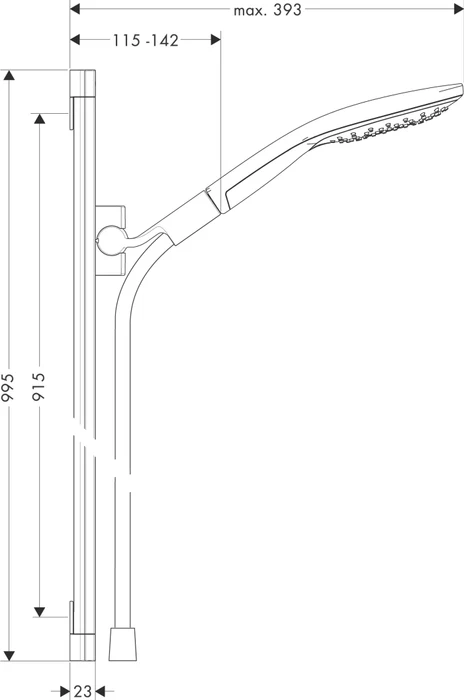 Hansgrohe Raindance Select S Brauseset 150 3jet 90cm chrom