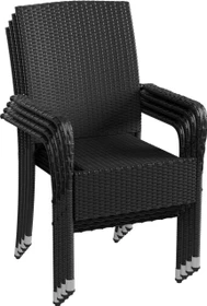 Juskys Yoro Gartensessel schwarz, 4 Stück