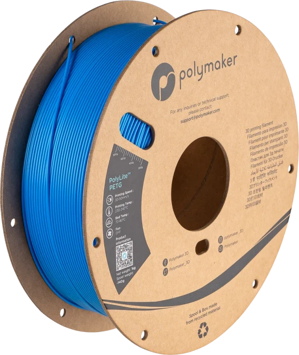 Polymaker PolyLite PETG, Electric Blue, Spule, 1.75mm, 1.00kg