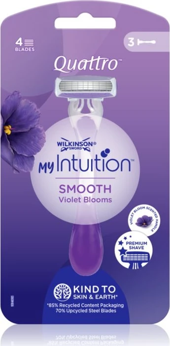Wilkinson Sword Quattro My Intuition Smooth Violet Blooms Einwegrasierer, 3 Stück