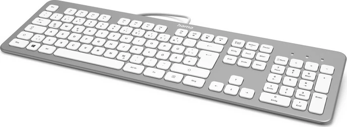 Hama KC-700 Slim-Design Tastatur, silber/weiß, USB, DE