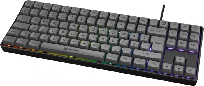 Gamiac TKL90G Gaming Keyboard, schwarz/grau, LEDs RGB, Kailh BLUE, USB, ND
