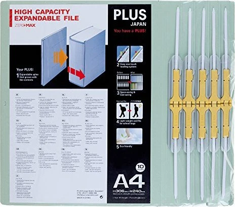 PLUS Japan Zero Max Ordner 2-Ring, 100mm, A4, grau, 10er-Pack