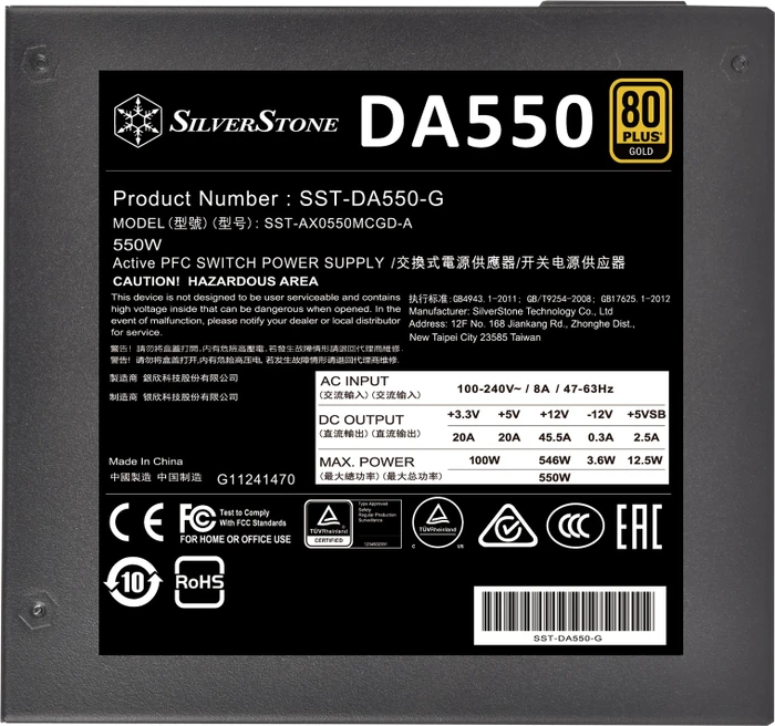 SilverStone Decathlon Gold Series DA550 Gold 550W, ATX 2.4