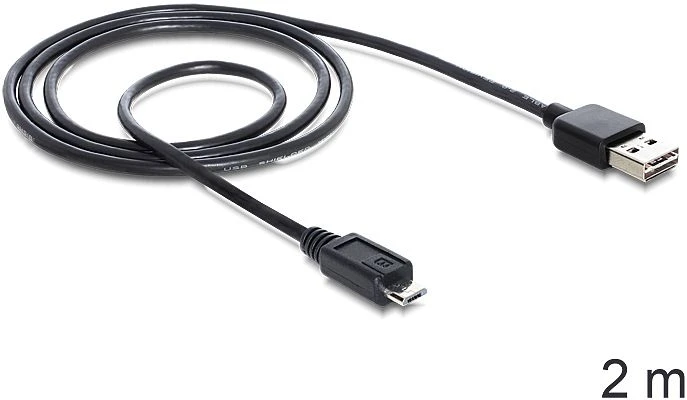 DeLOCK EASY-USB 2.0 Kabel, USB-A [Stecker] auf Micro-B [Stecker], 2m
