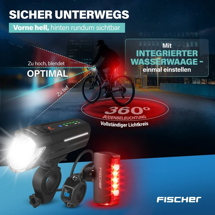 Fischer Twin Stop 180 Lux Beleuchtungsset schwarz
