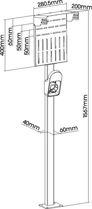 InLine Universal Wallbox-Standfuß mit EV-Ladekabel Halterung, schwarz