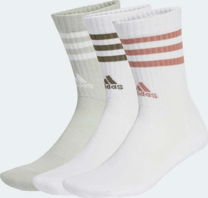 adidas 3-Streifen Cushioned Crew Socken white/wonder silver, 3 Paare
