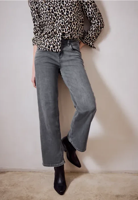 Street One Studio Wide Leg Jeans light grey washed (Damen)