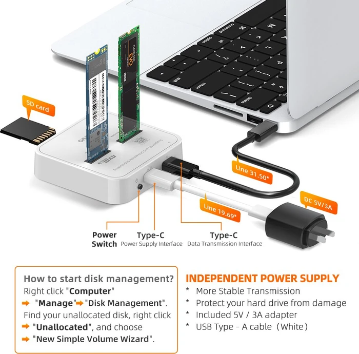MAIWO M.2 PCIe/SATA Dockingstation und SD Express Cardreader, USB-C 3.1 (verschiedene Markenbezeichnungen)