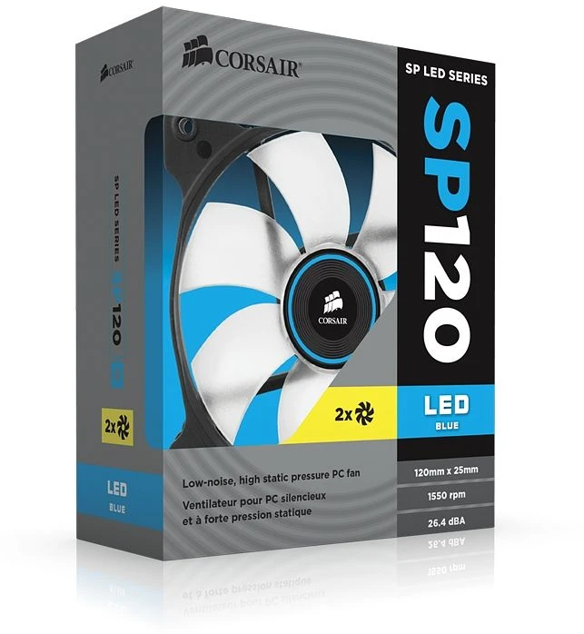 Corsair Air Series SP120 LED Blue High Static Pressure, 120mm, 2er-Pack